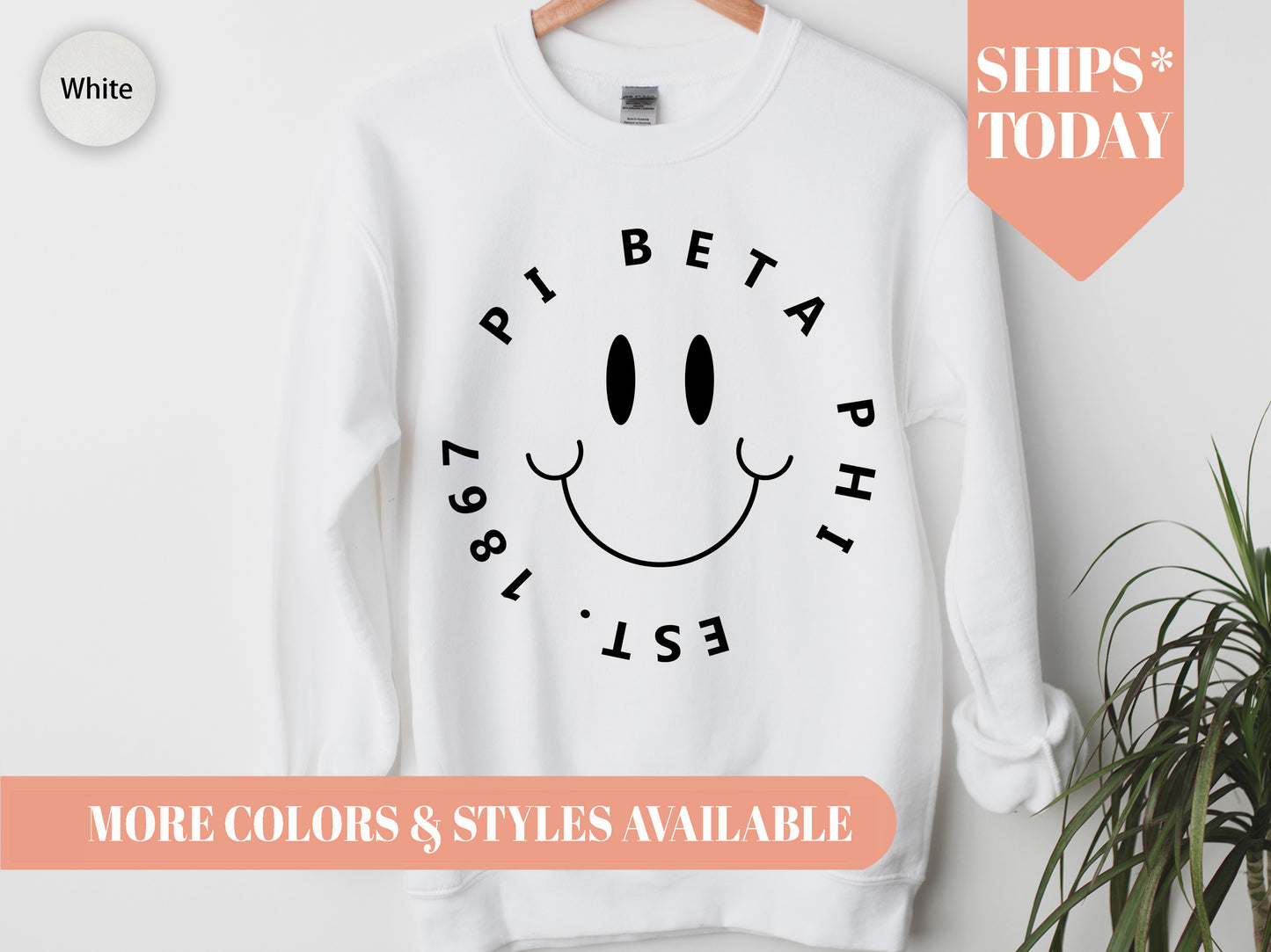 Pi Beta Phi Smiley Face Halo Sorority Sweatshirt _ 2519g