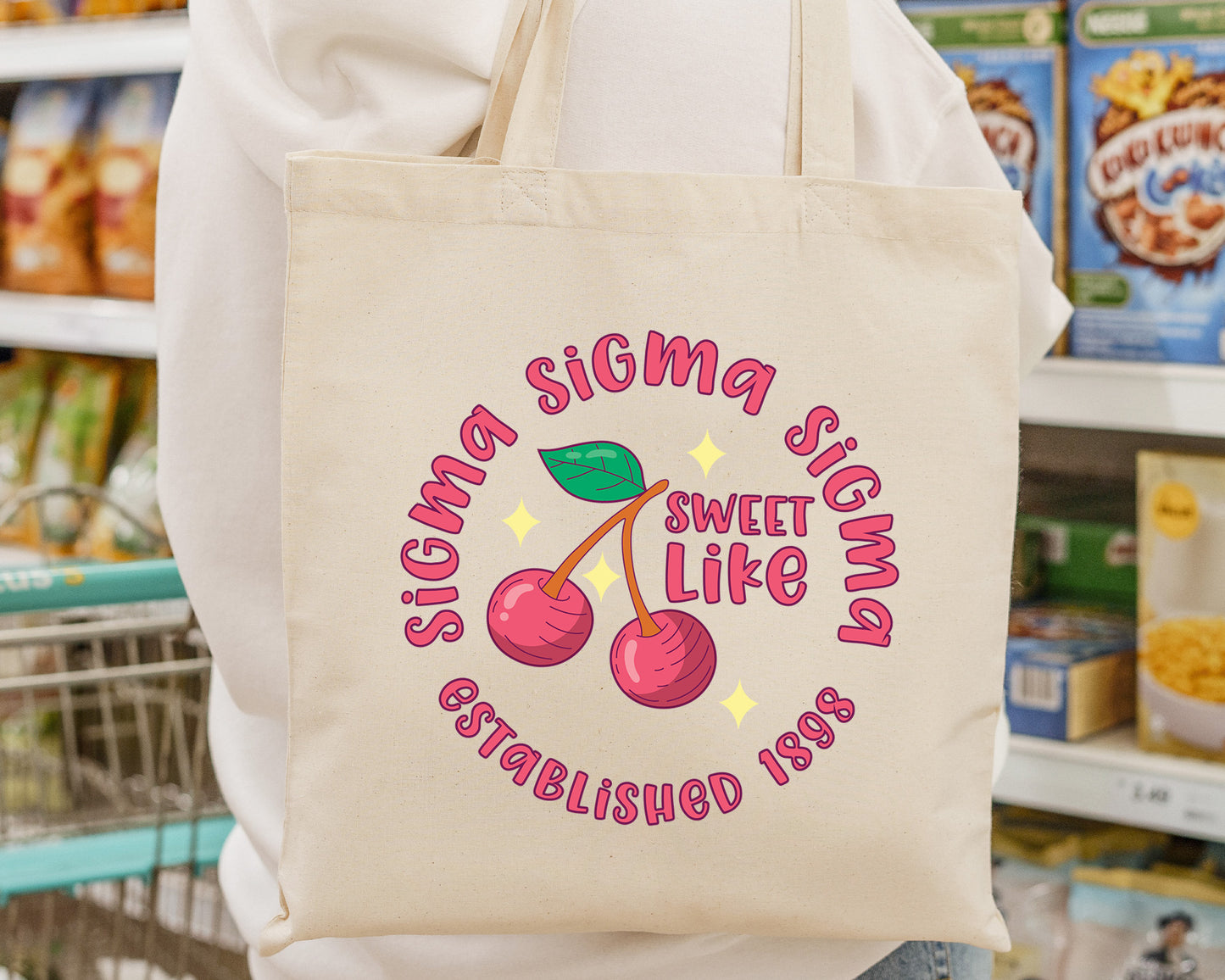 Sigma Sigma Sigma Sweet Like Cherry Sorority Tote Bag _ 34331g