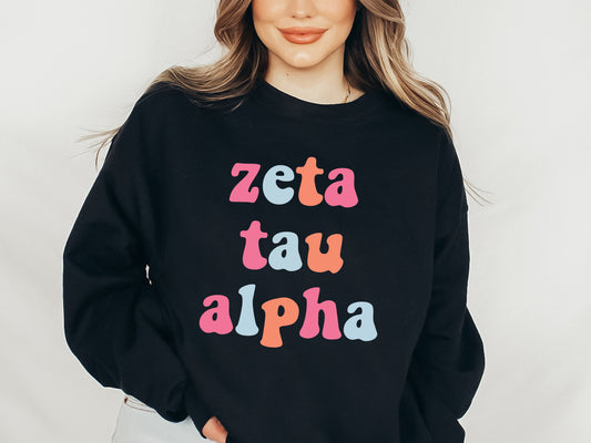 Zeta Tau Alpha Vividly Vibrant Sorority Sweatshirt _ 3174g