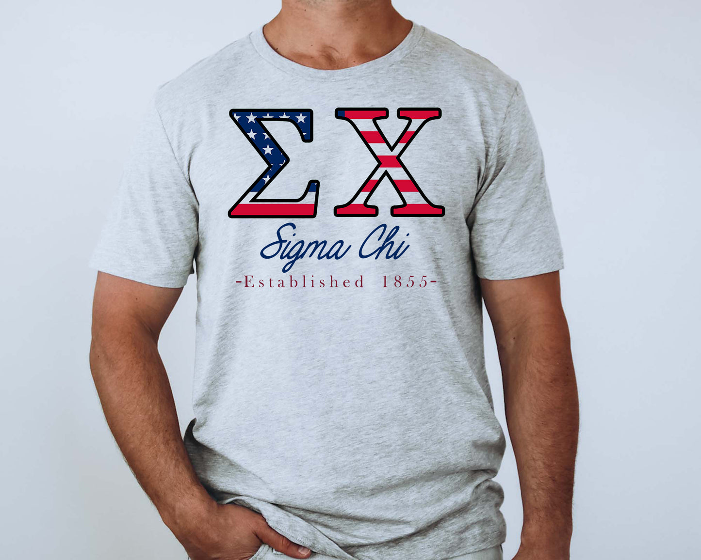 Sigma Chi American Flag Letters Fraternity T-shirt _ 1175g