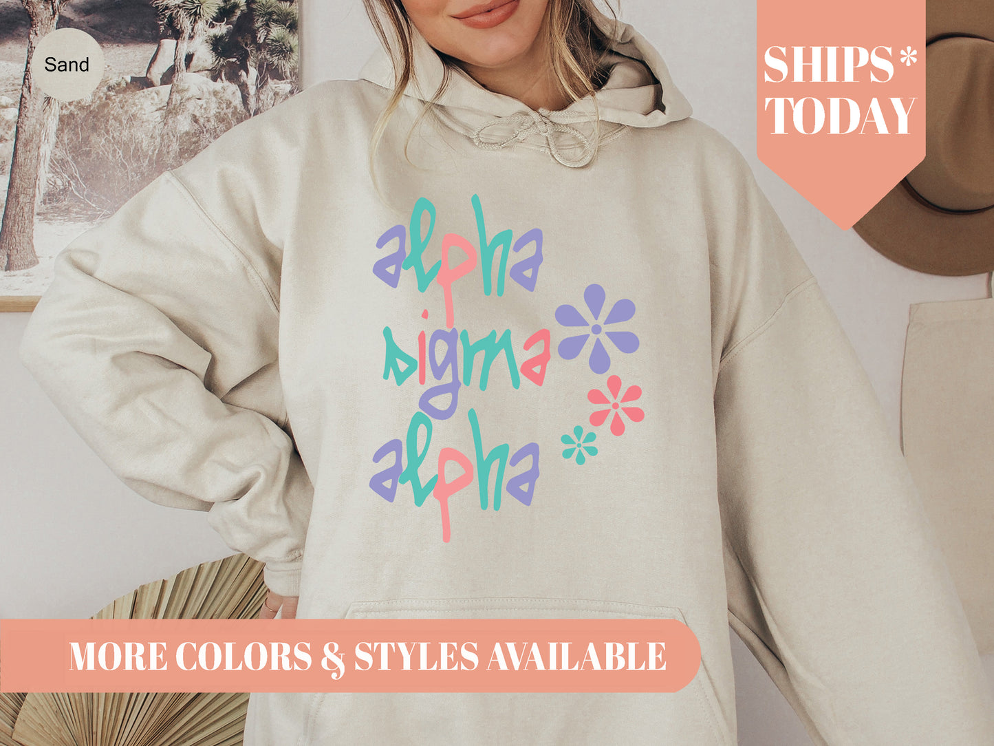 Alpha Sigma Alpha Colorful Floral Sorority Hoodie _ 2609g