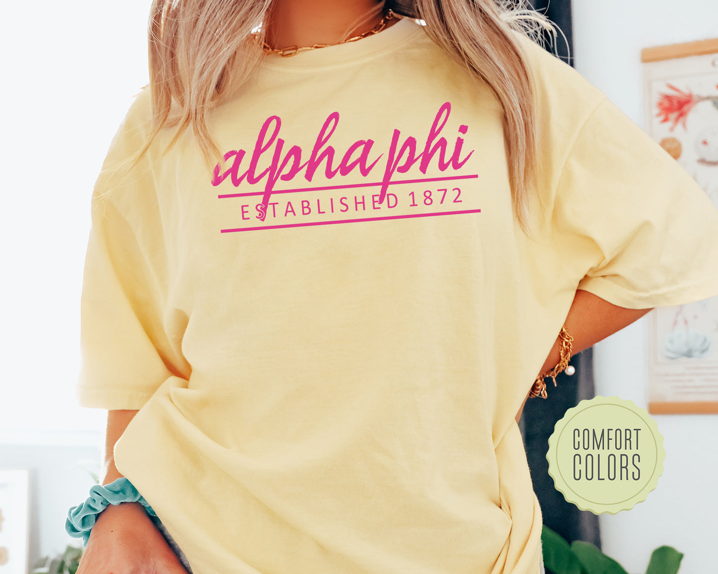 Alpha Phi All Pink Comfort Colors Sorority T-shirt _ 757g