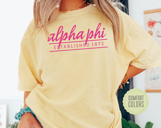 Alpha Phi All Pink Comfort Colors Sorority T-shirt _ 757g