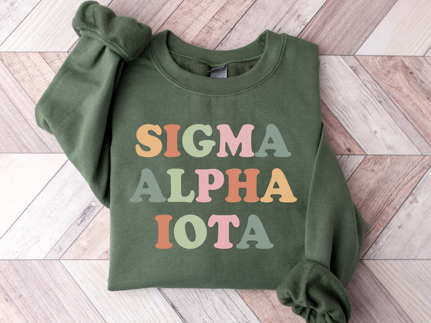 Sigma Alpha Iota Bright and Colorful Sorority Sweatshirt _ 3479g