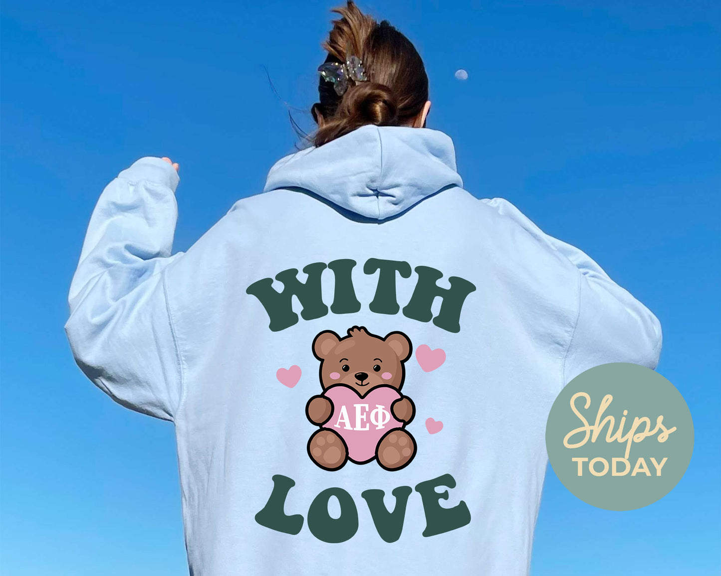 Alpha Epsilon Phi With Love Sorority Hoodie _ 33208g