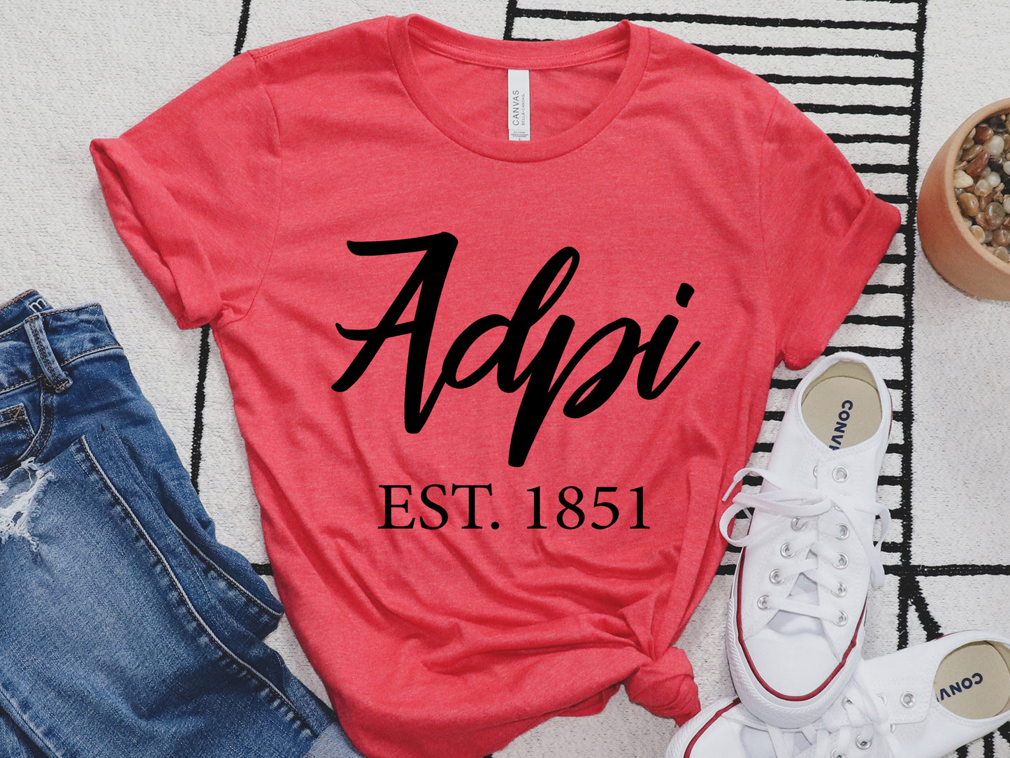 Alpha Delta Pi Black Flowy Sorority T-shirt _ 78g