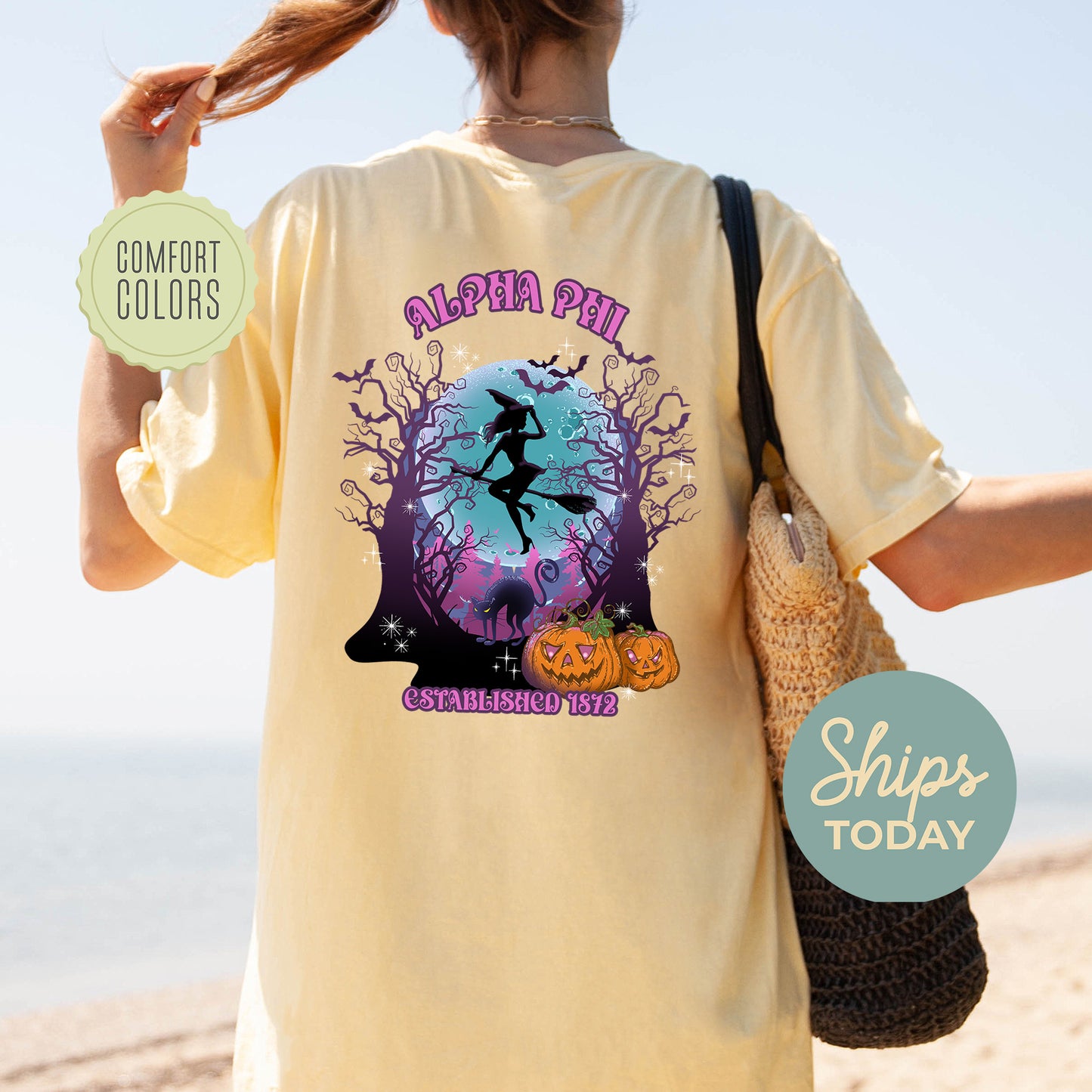 Alpha Phi Halloween Witch Comfort Colors Sorority T-shirt _ 36231g