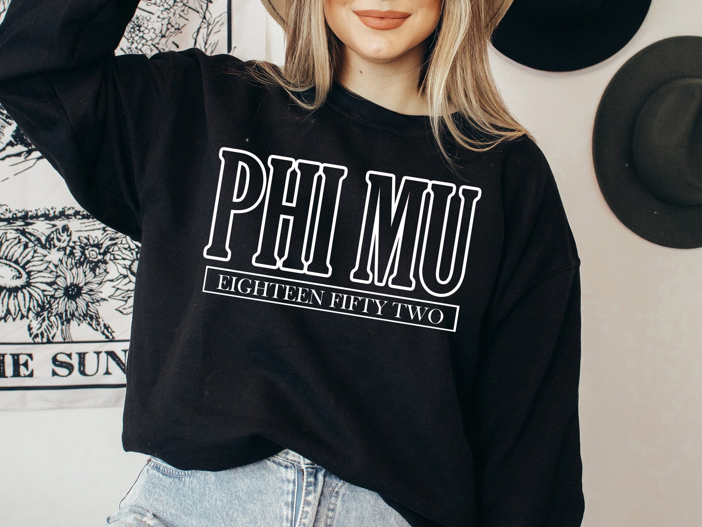 Phi Mu Stencil Stacked Sorority Sweatshirt _ 2152g