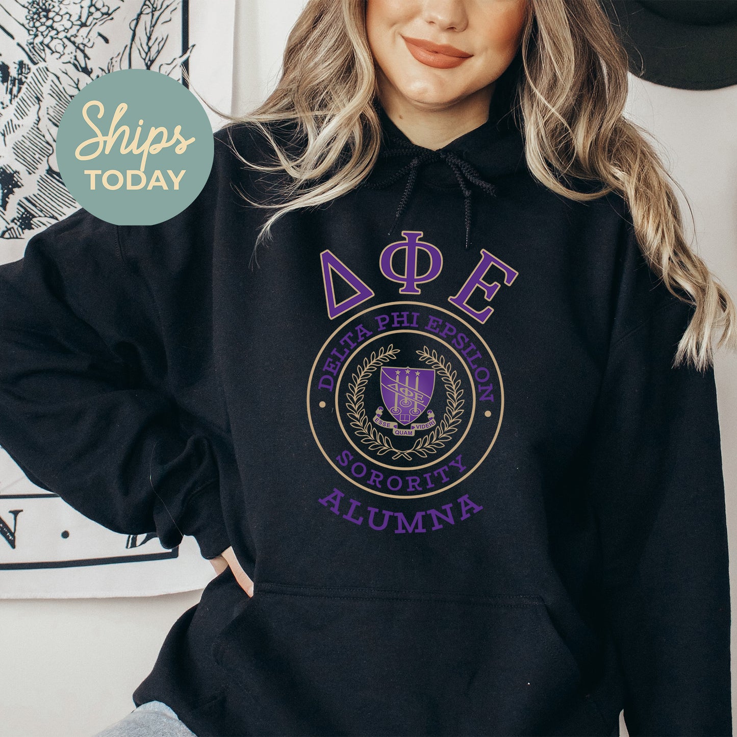 Delta Phi Epsilon Alumna Vintage Sorority Hoodie _ 31021g