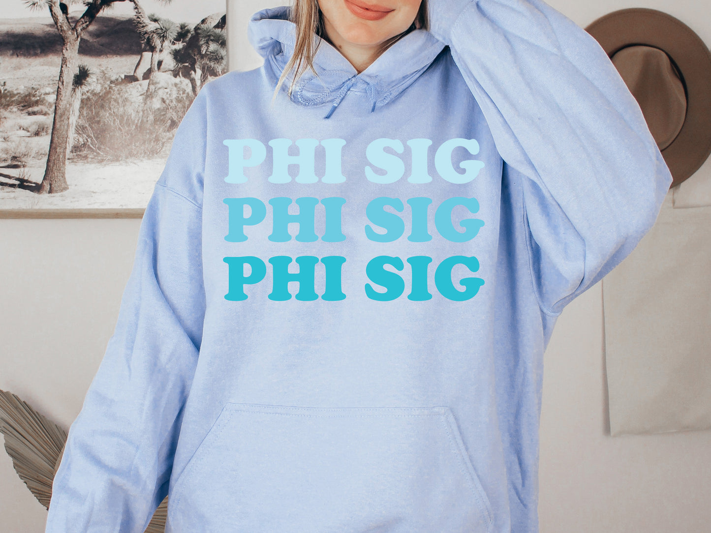 Phi Sigma Sigma Touch of Blue Sorority Hoodie _ 2596g