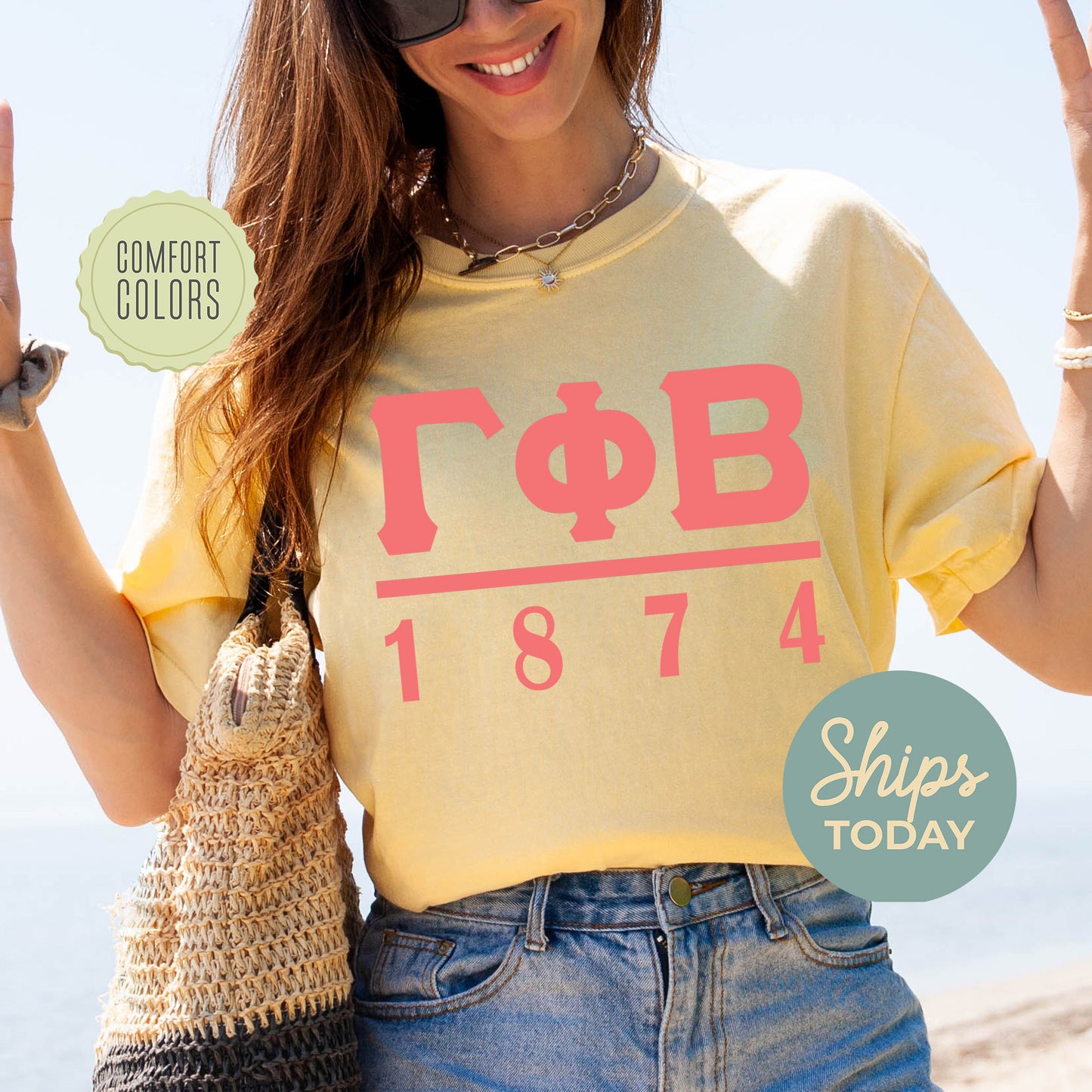 Gamma Phi Beta Monochromatic Comfort Colors Sorority T-shirt _ 30857g