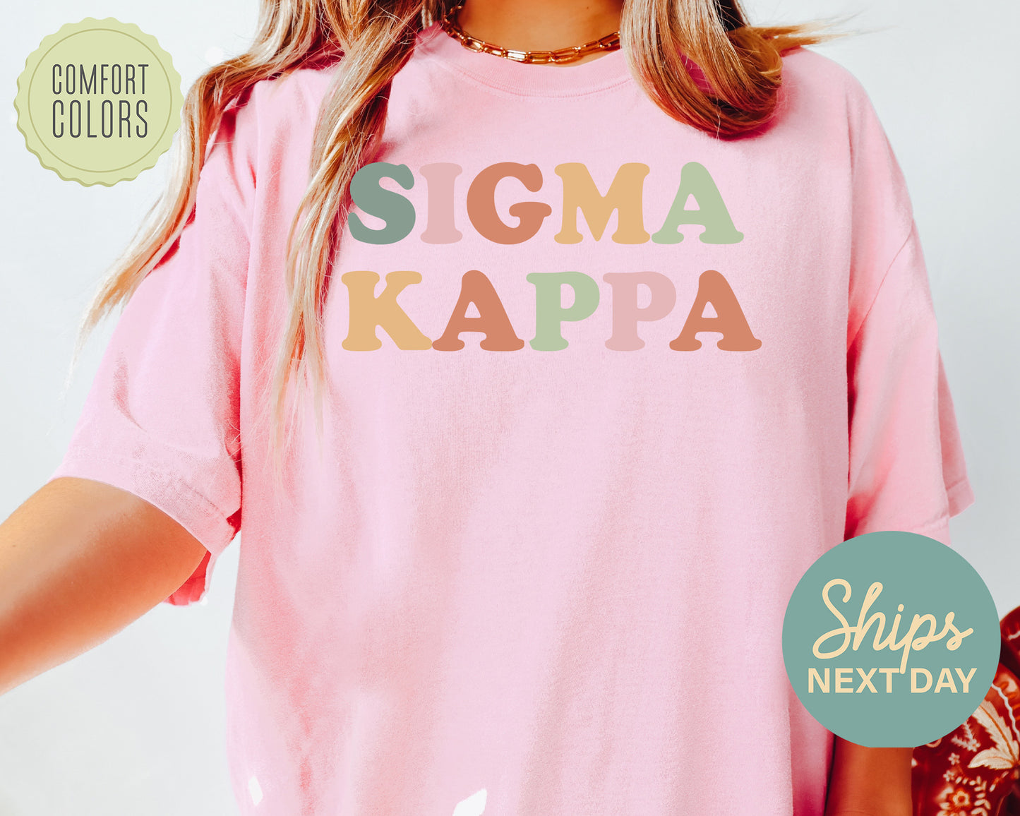 Sigma Kappa Bright and Proud Comfort Colors Sorority T-shirt _ 436g