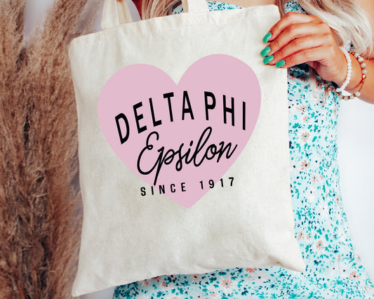 Delta Phi Epsilon Pretty in Pink Sorority Tote Bag _ 34294g