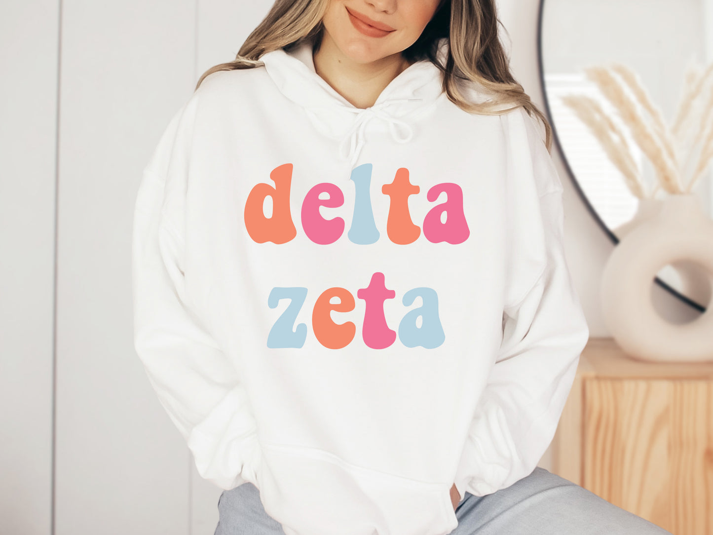 Delta Zeta Vividly Vibrant Sorority Hoodie _ 3162g