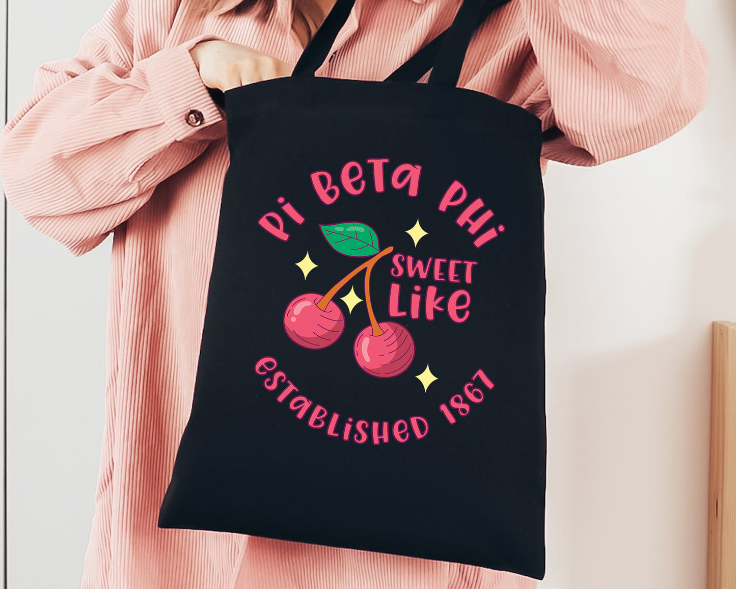 Pi Beta Phi Sweet Like Cherry Sorority Tote Bag _ 34328g