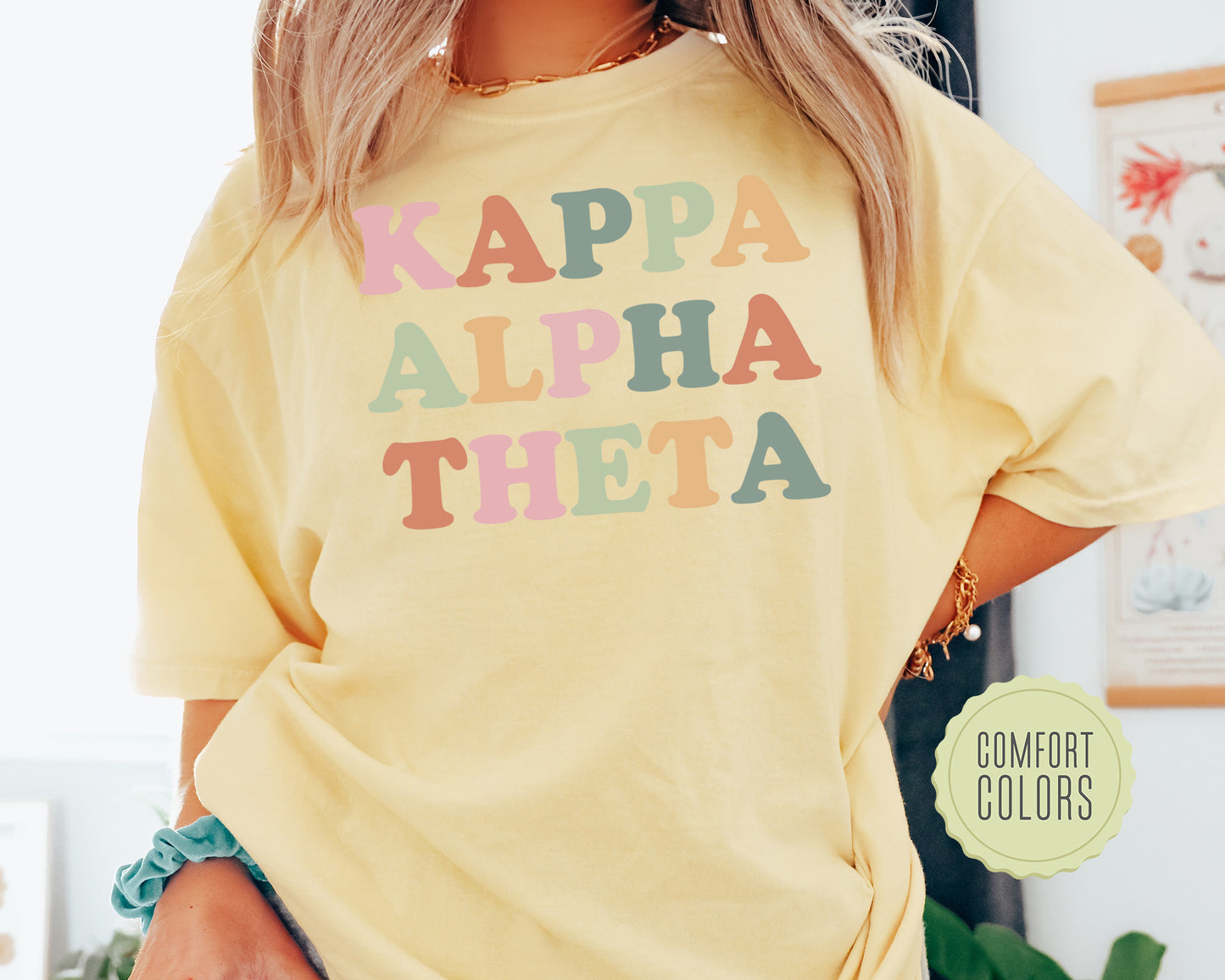 Kappa Alpha Theta Bright and Proud Comfort Colors Sorority T-shirt _ 429g