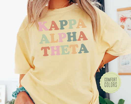 Kappa Alpha Theta Bright and Proud Comfort Colors Sorority T-shirt _ 429g
