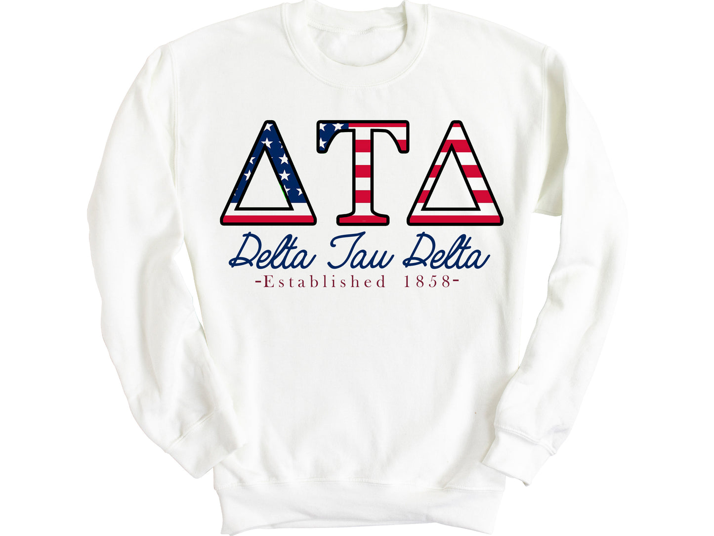 Delta Tau Delta American Flag Letters Fraternity Sweatshirt _ 1163g