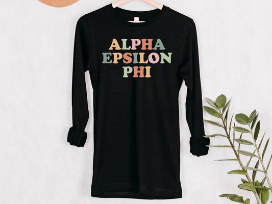 Alpha Epsilon Phi Bright and Proud Sorority Long Sleeve T-shirt _ 416g