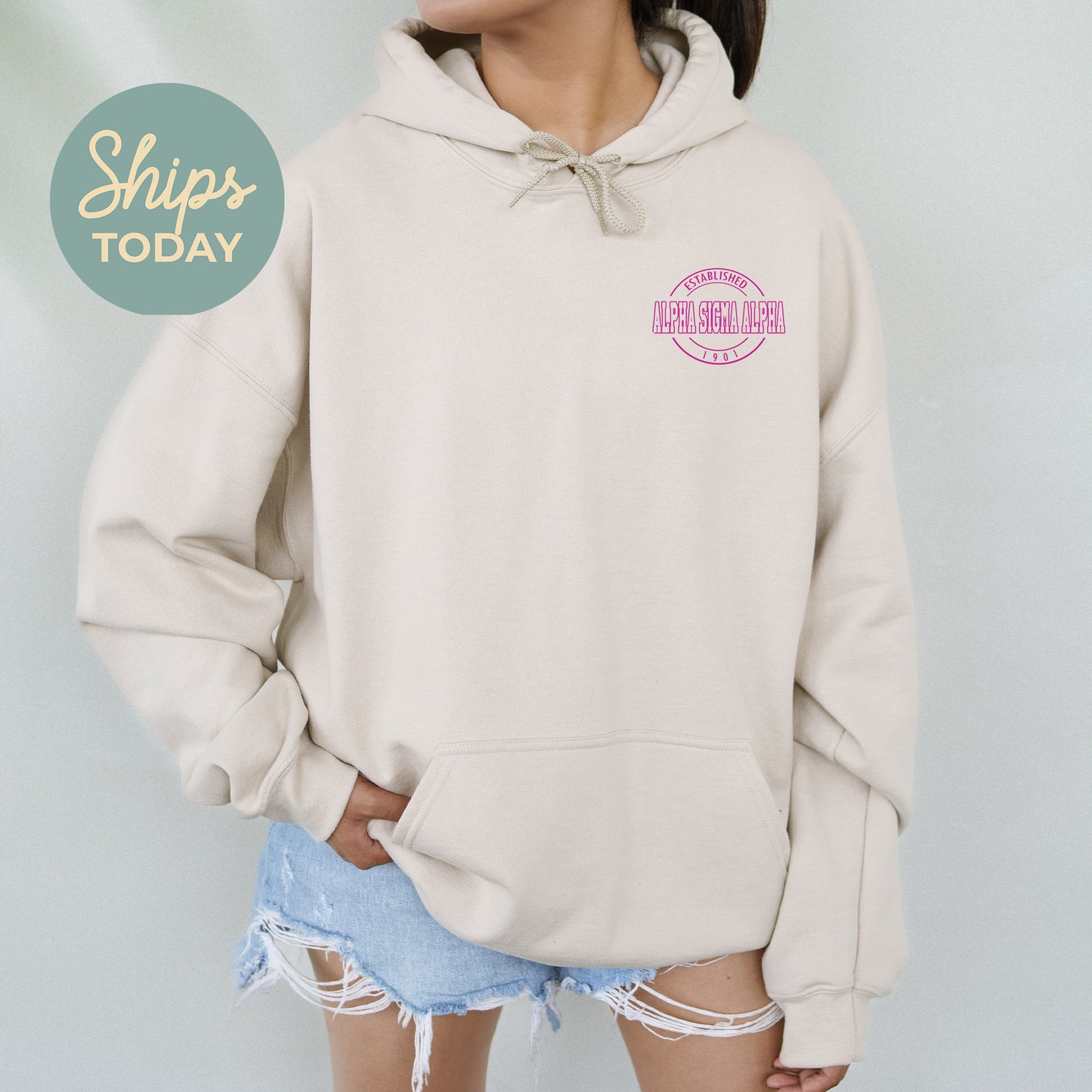 Alpha Sigma Alpha Stamped Sorority Hoodie _ 39117g