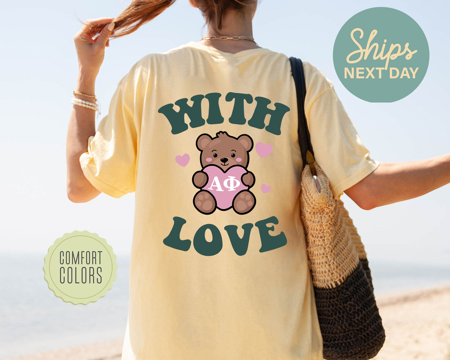 Alpha Phi With Love Comfort Colors Sorority T-shirt _ 33211g