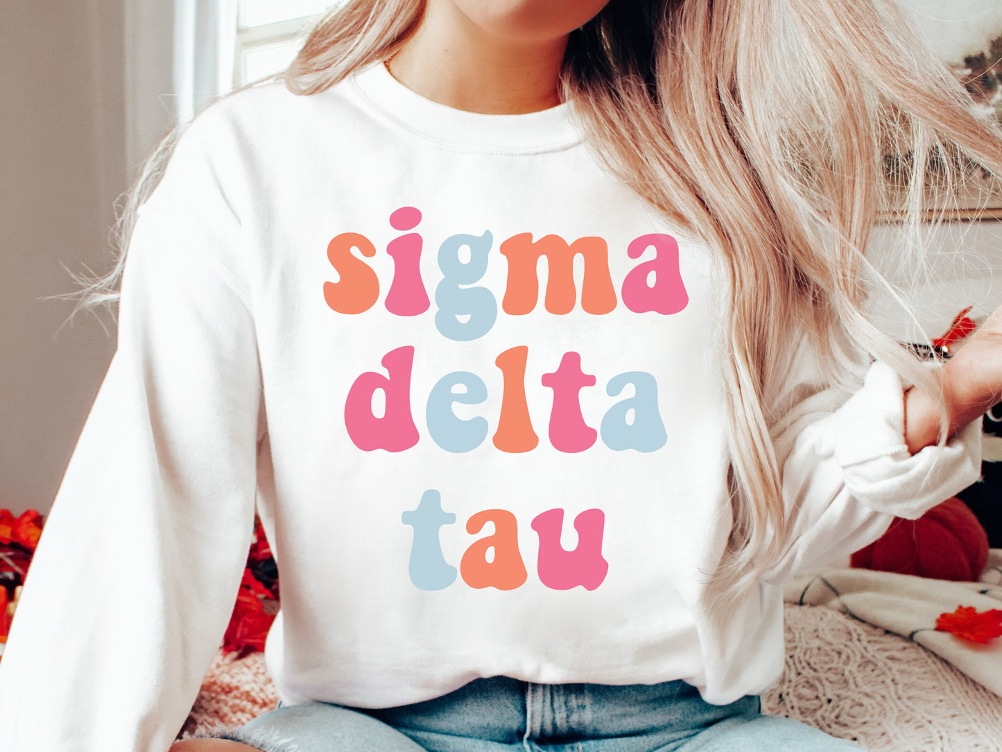 Sigma Delta Tau Vividly Vibrant Sorority Sweatshirt _ 3170g