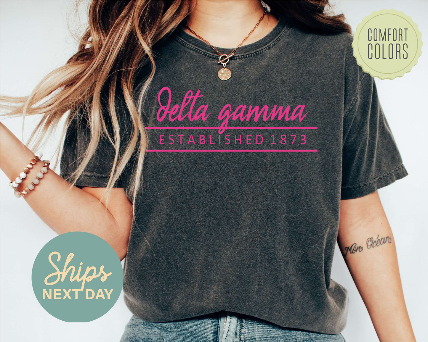 Delta Gamma All Pink Comfort Colors Sorority T-shirt _ 763g