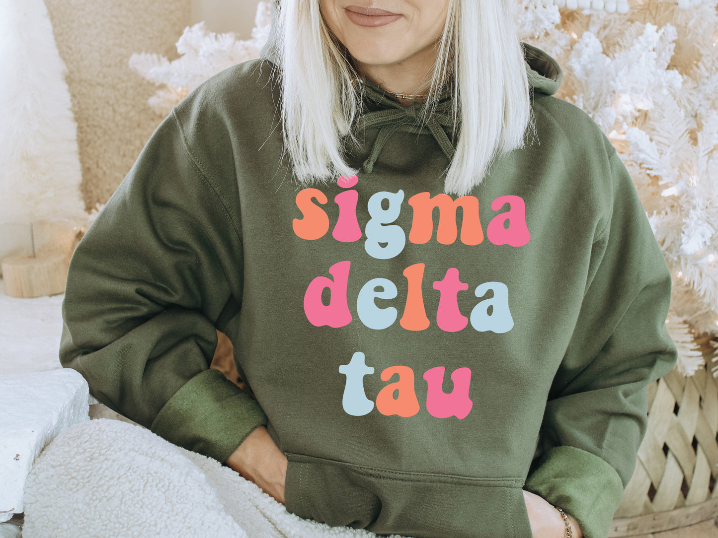 Sigma Delta Tau Vividly Vibrant Sorority Hoodie _ 3170g