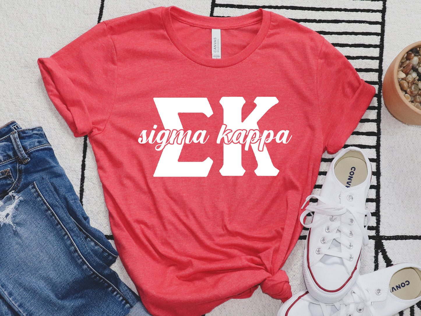Sigma Kappa Sliced White Letters Sorority T-shirt _ 2260g