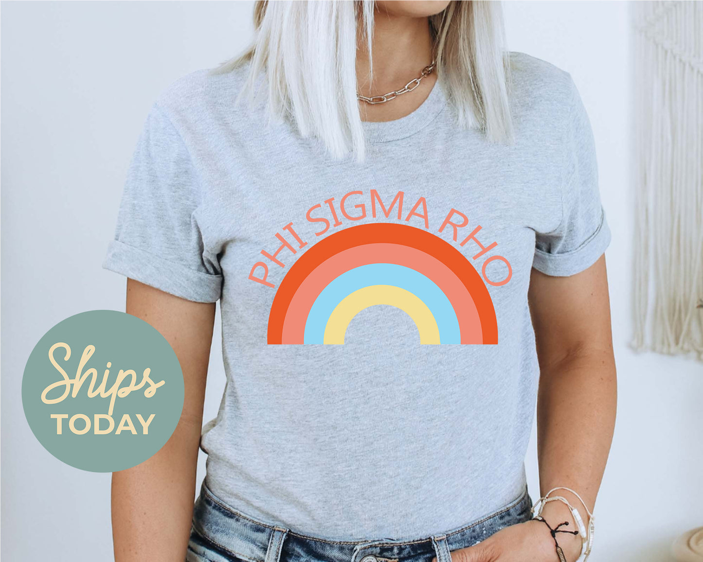 Phi Sigma Rho Colorful Rainbow Sorority T-shirt _ 3462g