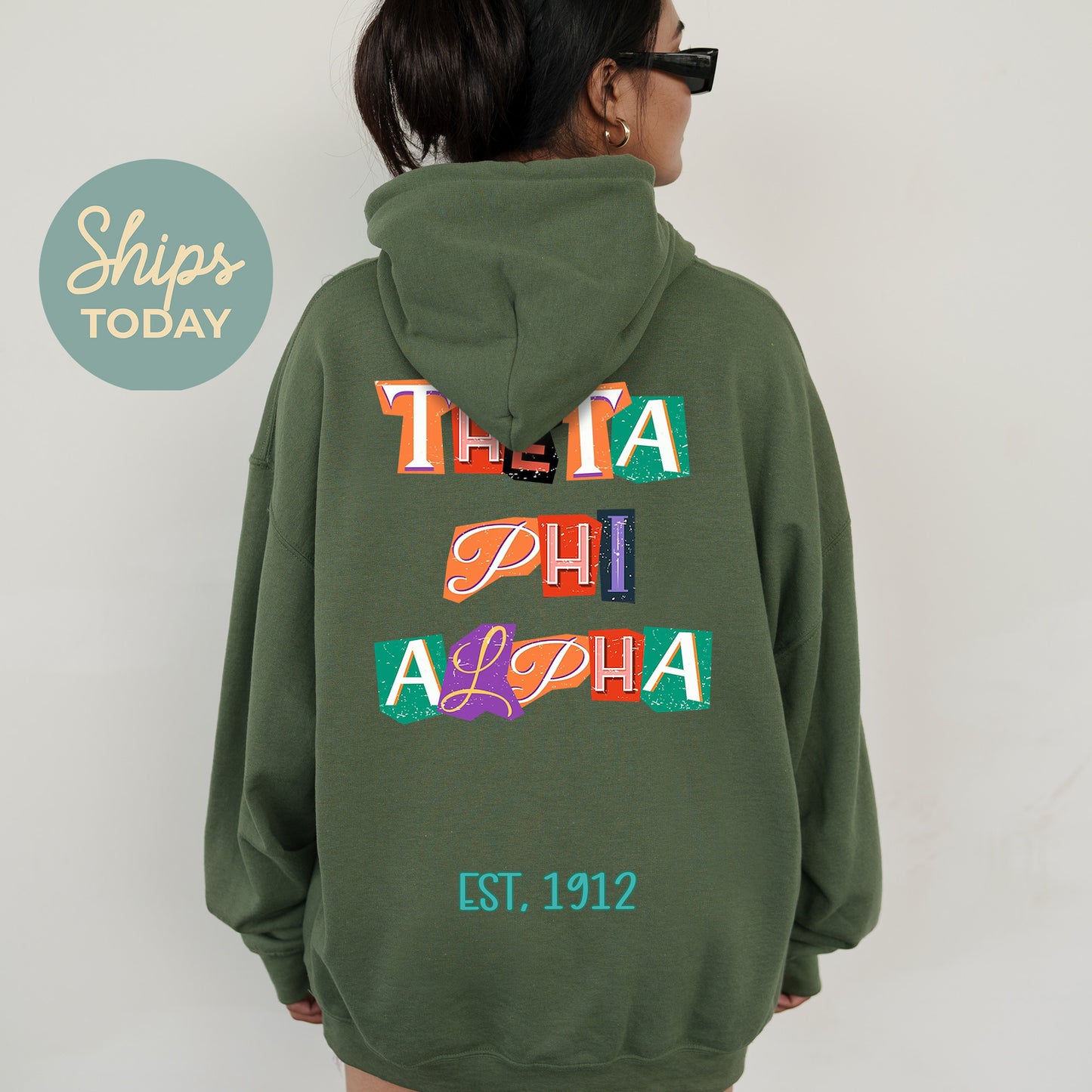 Theta Phi Alpha Letter Cuts Sorority Hoodie _ 35911g