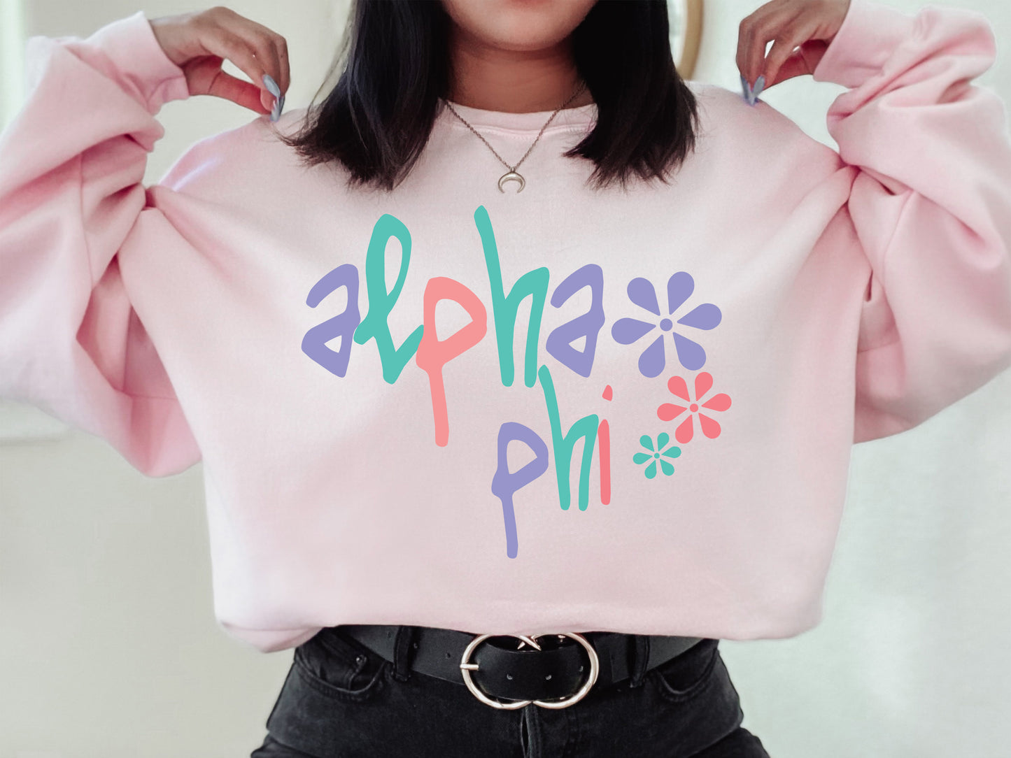 Alpha Phi Colorful Floral Sorority Sweatshirt _ 2608g
