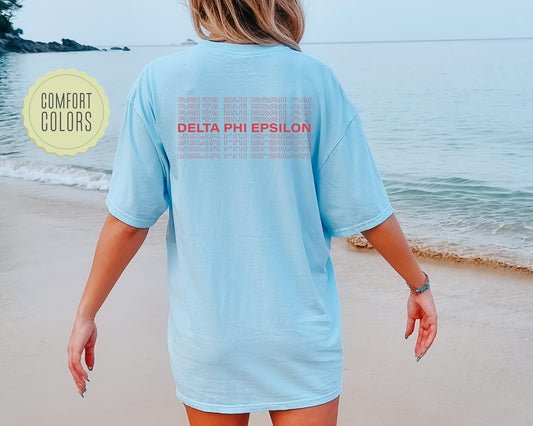 Delta Phi Epsilon Repeating Name Comfort Colors Sorority T-shirt _ 33010g