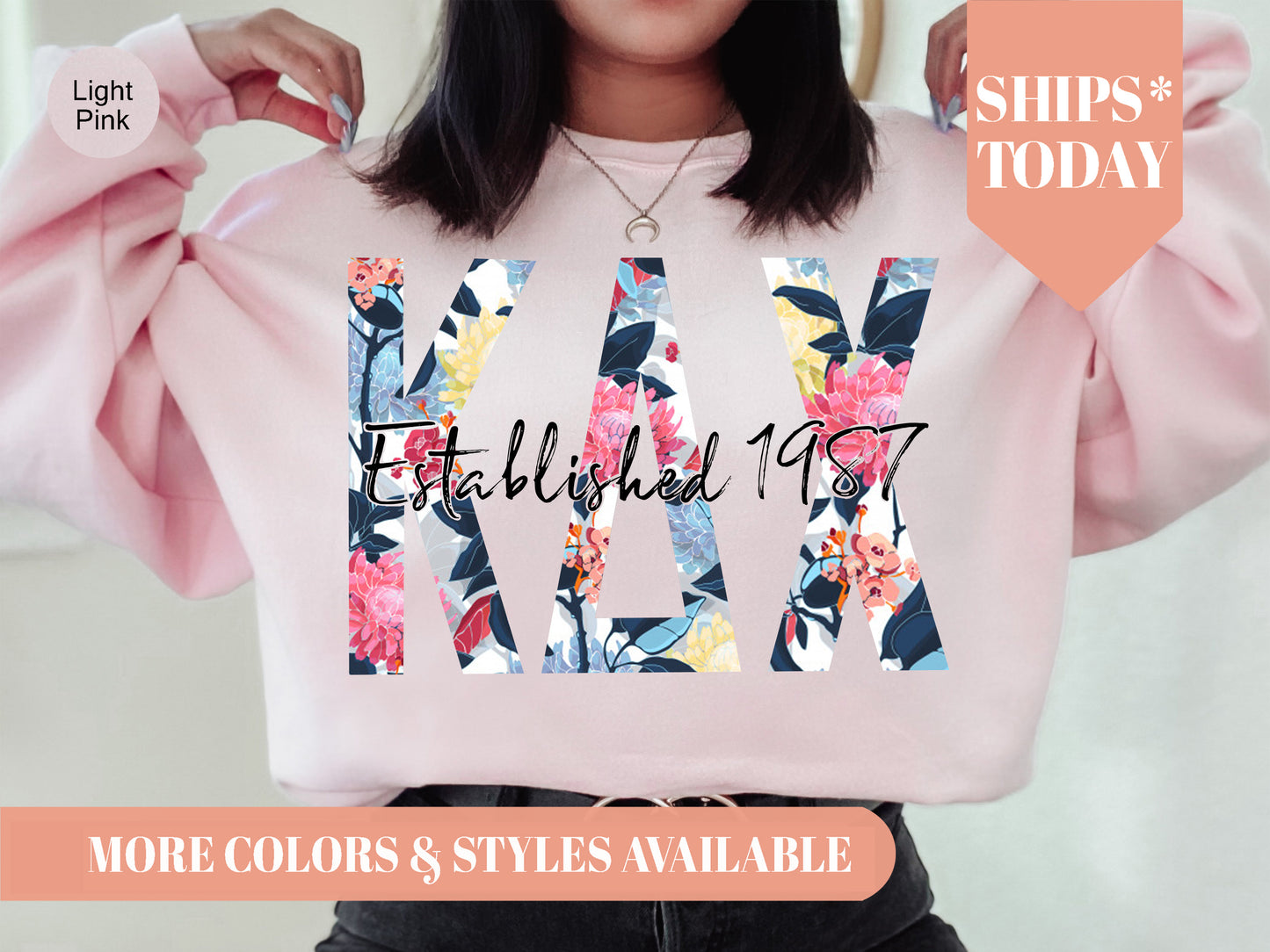Kappa Delta Chi Floral Block Sorority Sweatshirt _ 3515g