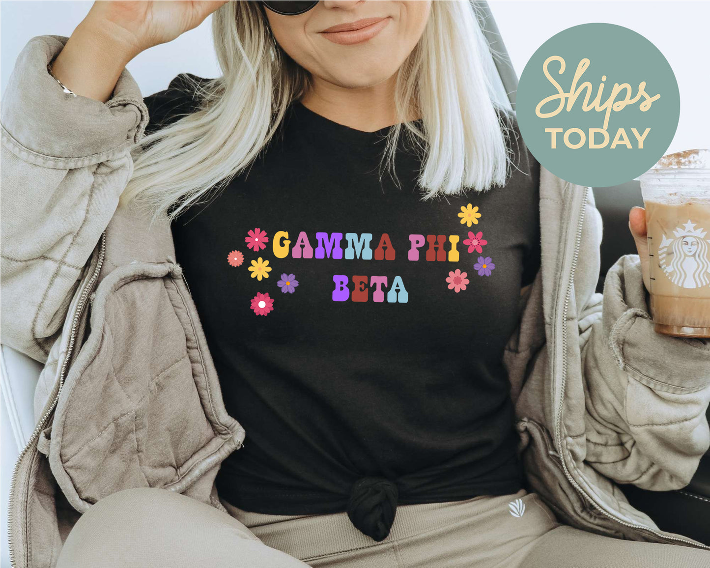 Gamma Phi Beta Splash of Color Sorority T-shirt _ 3189g
