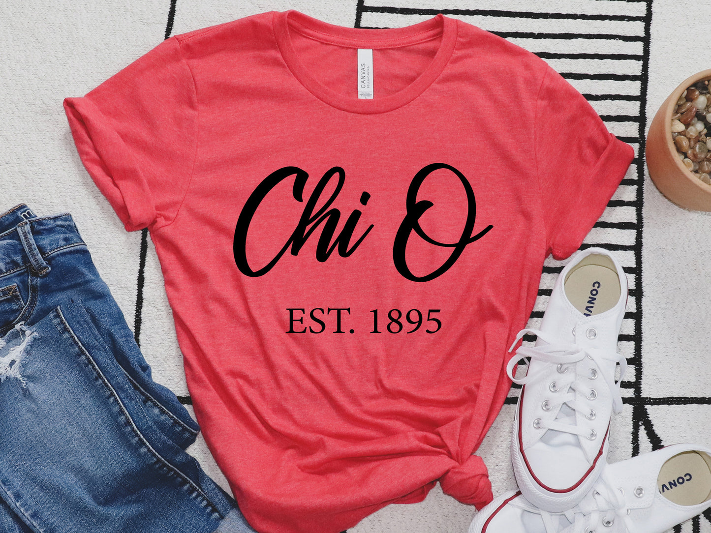 Chi Omega Black Flowy Sorority T-shirt _ 86g