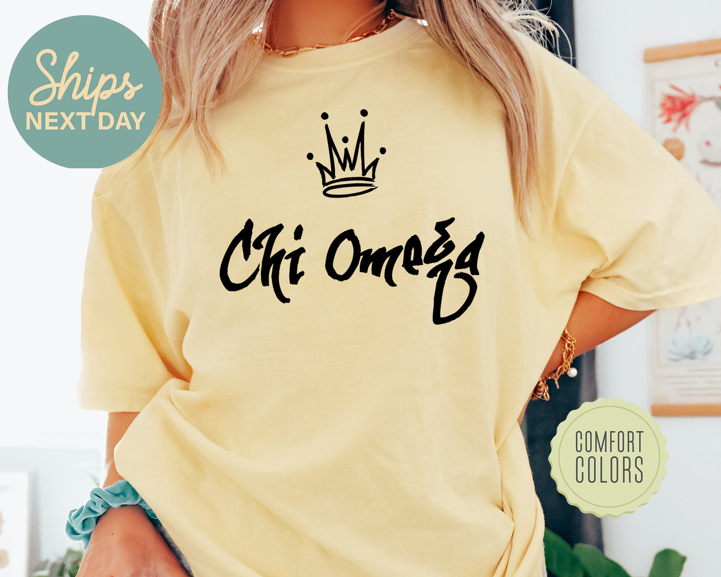 Chi Omega Queen Comfort Colors Sorority T-shirt _ 2457g