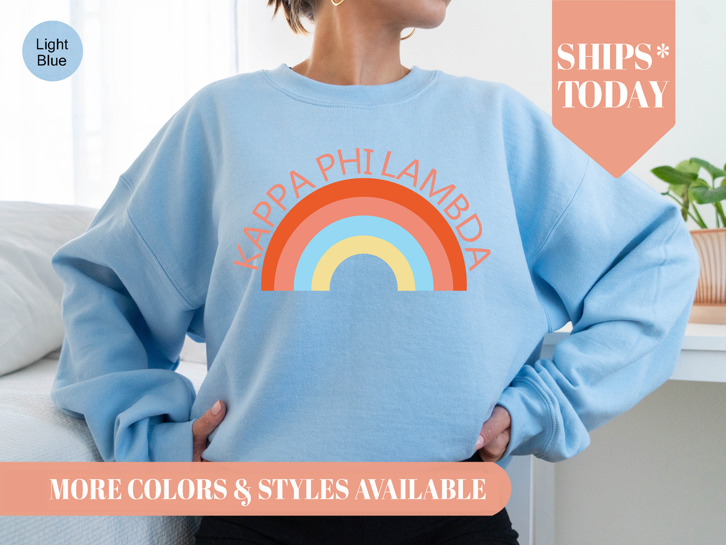 Kappa Phi Lambda Colorful Rainbow Sorority Sweatshirt _ 3459g
