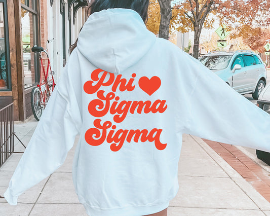 Phi Sigma Sigma Red Heart Sorority Hoodie _ 33365g
