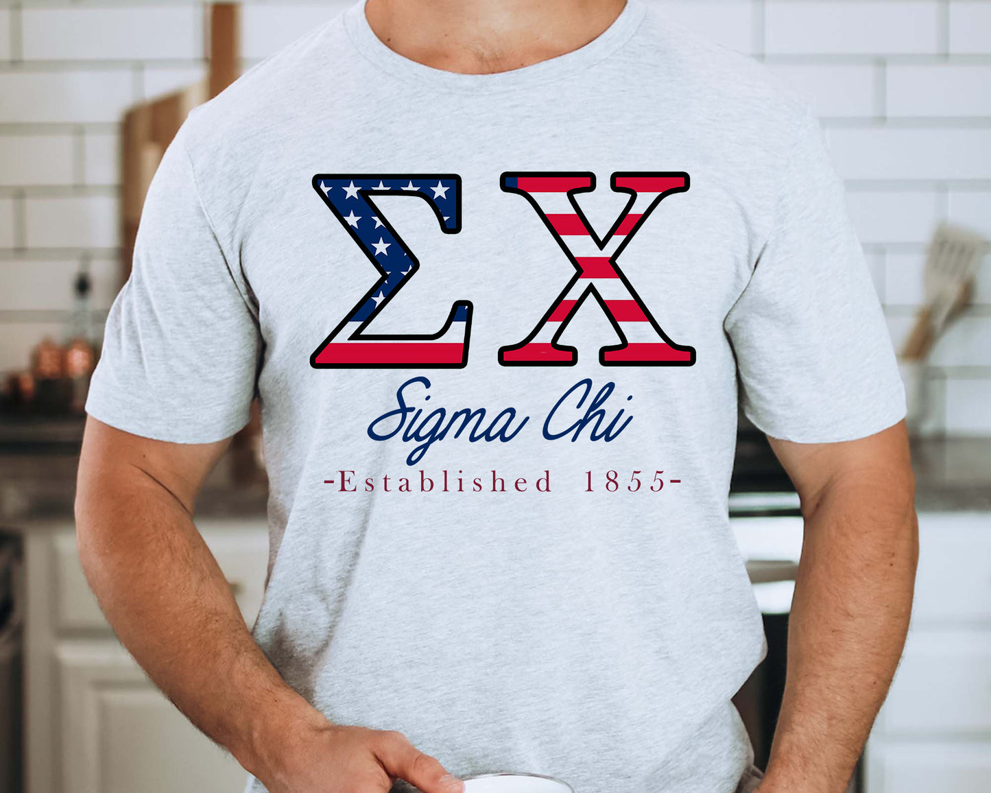 Sigma Chi American Flag Letters Fraternity T-shirt _ 1175g