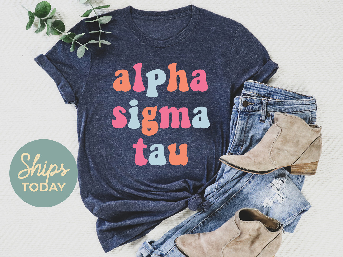 Alpha Sigma Tau Vividly Vibrant Sorority T-shirt _ 3156g