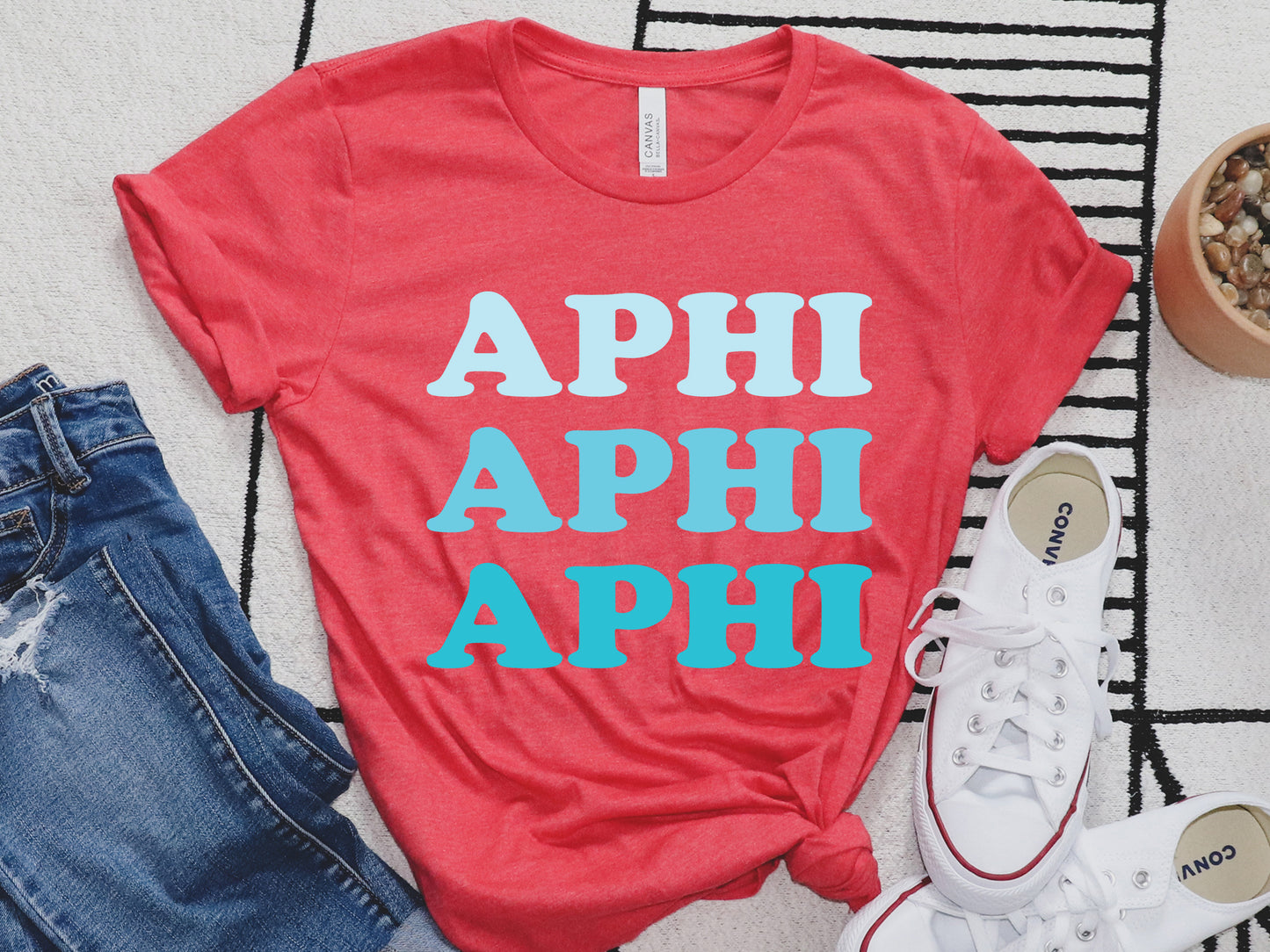 Alpha Phi Touch of Blue Sorority T-shirt _ 2582g
