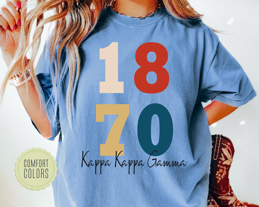 Kappa Kappa Gamma Colorful and Trendy Comfort Colors Sorority T-shirt _ 198g