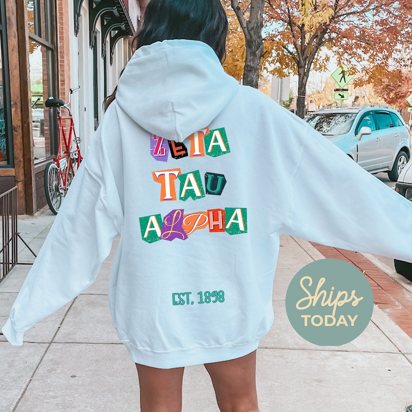 Zeta Tau Alpha Letter Cuts Sorority Hoodie _ 35912g