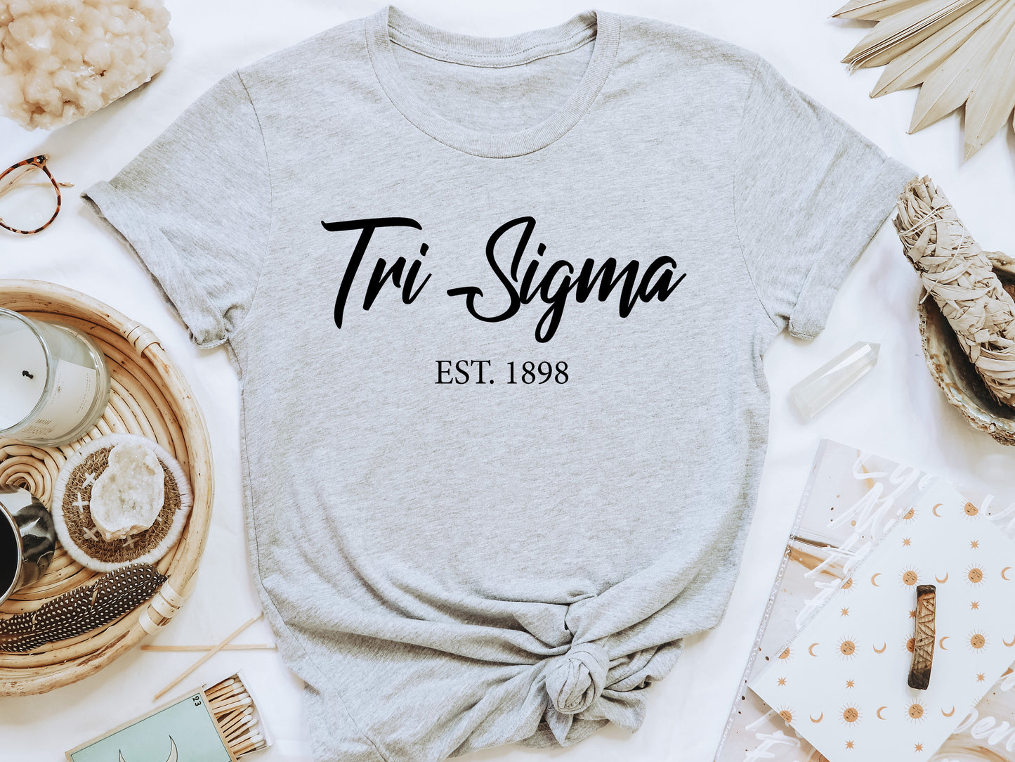 Sigma Sigma Sigma Black Flowy Sorority T-shirt _ 100g
