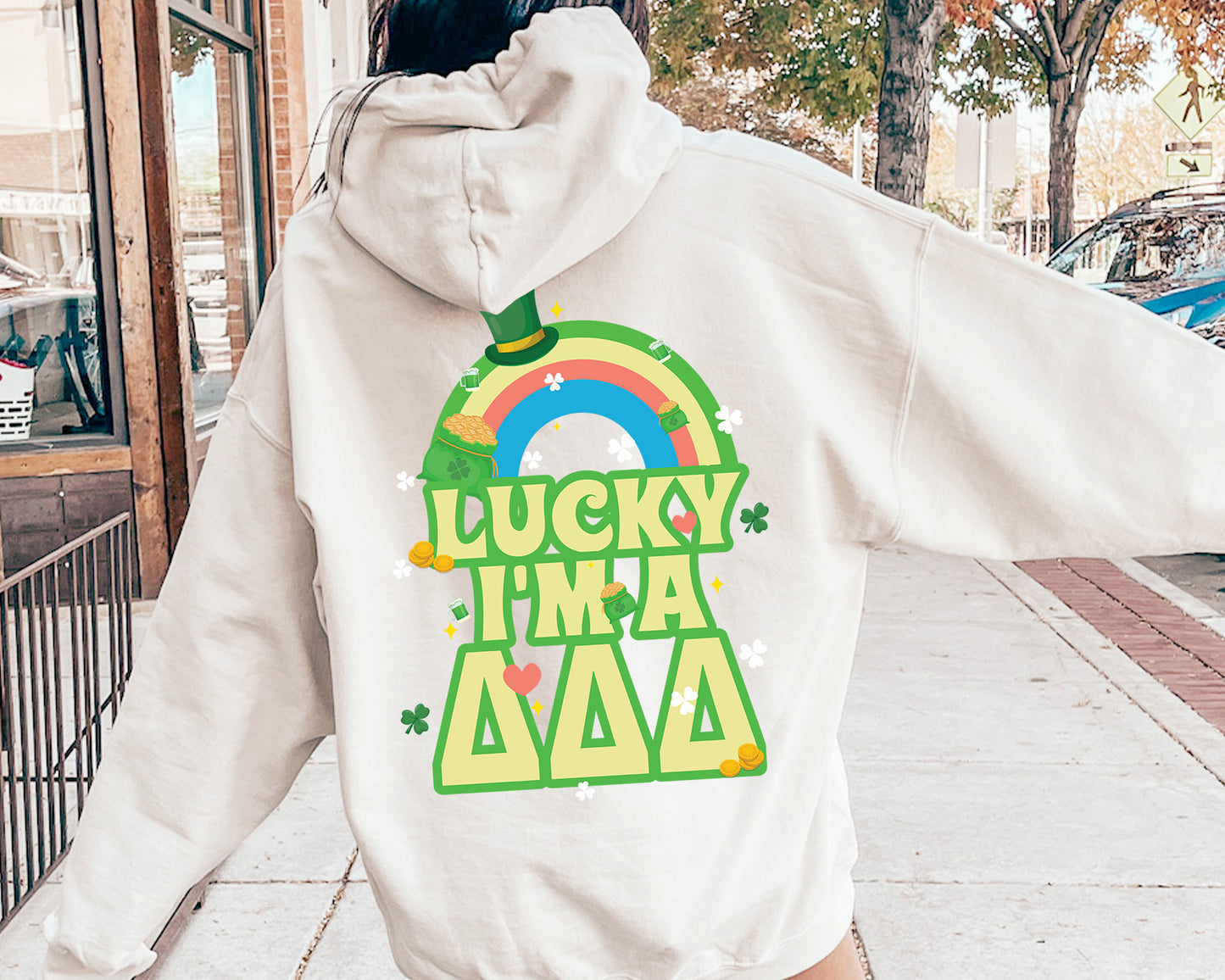 Delta Delta Delta Lucky Rainbow Sorority Hoodie _ 32878g