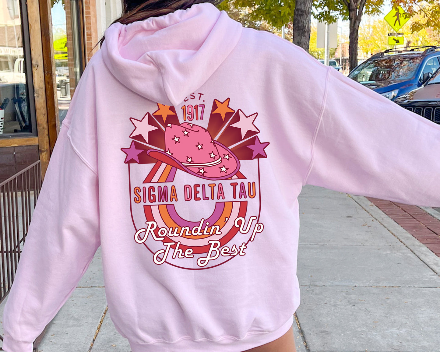 Sigma Delta Tau Roundin' up the Best Sorority Hoodie _ 32915g
