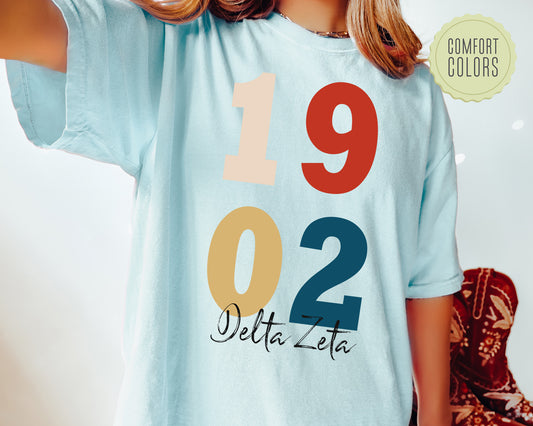Delta Zeta Colorful and Trendy Comfort Colors Sorority T-shirt _ 194g