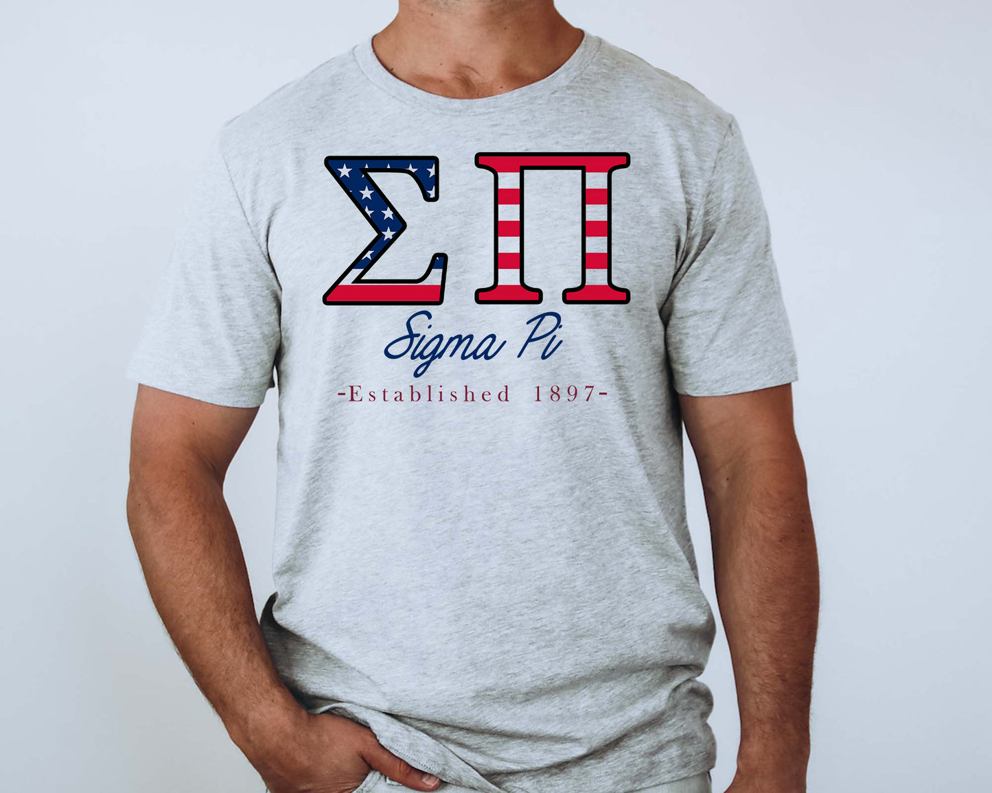 Sigma Pi American Flag Letters Fraternity T-shirt _ 1178g