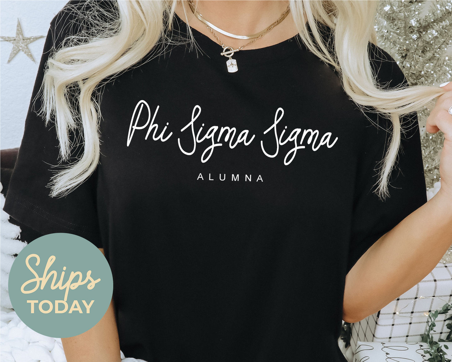 Phi Sigma Sigma Flashy Alumna Sorority T-shirt _ 2544g